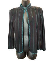 MING WANG Black and Blue Embroidered Cardigan - size PM