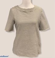 Talbots Petite Navy Blue/White Striped Top Sz Small Petite