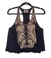 Torn by Ronny Kobo Womens Leopard Animal Print Racerback Tank Top Size Sm