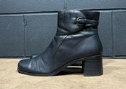 Croft & Barrow Kirsten Black Leather Block Heel Ankle Boots Wmns Sz 7.5 M