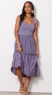 Evereve Cadet Purple Marguerite Sleeveless Tank Tiered Midi Dress Sz.XS