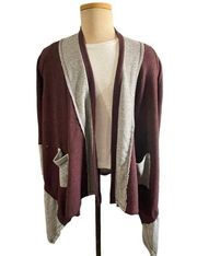 Knox rose burgundy and gray cardi size s