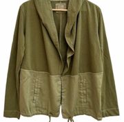 Anthropologie anorak utility fatigue green hoodie jacket Postmark open front XS