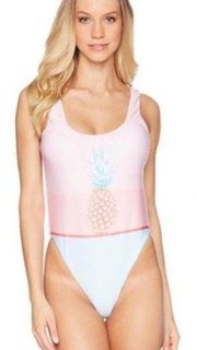 The Bikini Lab Pineapple One Piece NWT Pink Blue