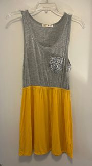 grey and yellow dress - medium