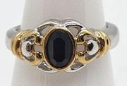 Premier Designs Silver Tone, Gold Tone, & Black Faceted Glass Ring (4.5)