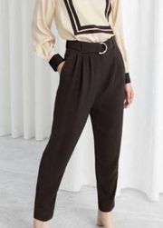 & Other Stories Brown High Waisted Tapered Trousers