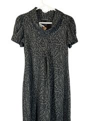 Jessica Howard Gray Leopard Loose Cowl Neck Short Sleeve Tea Dress Women Sz 6