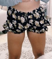 Black Floral PJ Shorts