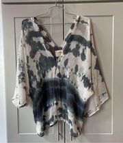 Gypsy 05 Silk Tie Dye Lightweight Boho Casual Tunic Top Designer Small Luxury