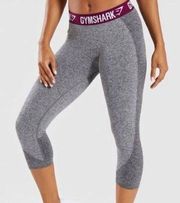 Gymshark  Flex Cropped Leggings  Charcoal Grey Deep Plum Capri Women’s Size XS