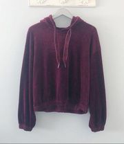 Anthropologie Daily Practice Plum Purple Velour Hoodie Sweatshirt NEW