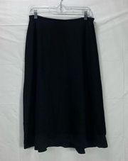 Oval Room Vintage Black A-line 100% Wool Midi Skirt Size 12