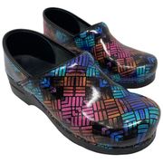 Womens Professional Color Weave Patent Leather Clog Shoes Sz 41 (10.5-11)
