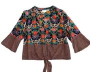 Maeve Anthropologie Carter Mixed Media Print Button-Up Shirt Size 8 Women's