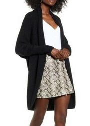 Leith Black Ribbed Dolmad Sleeve Cardigan Sweater