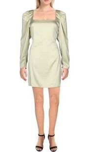 Danielle Bernstein Women's Medium Sage Green Satin Asymmetric Party Mini Dress