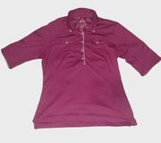 ADIDAS Golf ClimaLite‎ Magenta Women button down short sleeve shirt Size Medium