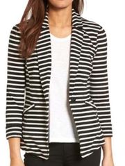 Caslon Black And White Striped One Button 100% Cotton Blazer Womens Plus Size 2X