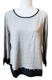 Neiman Marcus Colorblock Pearl Sweater Gray Black Size Extra Large