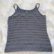 New York & Company Dark Gray Ruffle Trim Tank Top