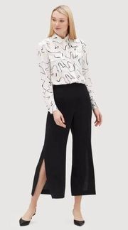 Lafayette 148 New York Black Downing High Rise Cropped Side Slit Pants, Size 8