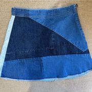 ZARA  Women Size M Blue Denim Casual  Skirt Colorblock