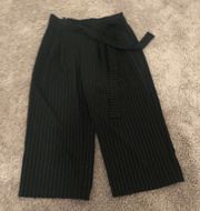 Black Paper Bag Striped Cropped Work Pants 