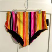 Torrid Women's 2X High Rise Smooth Slim Bikini Bottom Multicolor Tropical Stripe
