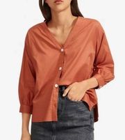 Everlane Silky Cotton Lantern Top inTerracotta Orange NWT Size 2