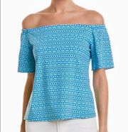 J. Mclaughlin Catalina Cloth Nomi Off Shoulder Top | Blue/Green | XS