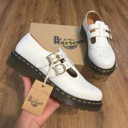 DR MARTENS Mary Jane White Leather Oxfords Shoes New 