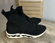Sandro Women’s 8 Black White Flame Sneaker Sock Shoes Boots