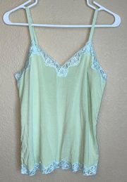 Hilliard & Hanson Blue/Green Cami w/Lace Trim, Size Large