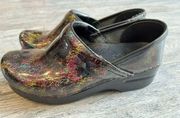 Dansko Rainbow Scribble Patent Leather Clogs size 37 US 6.5 - 7 Shoes Slip On