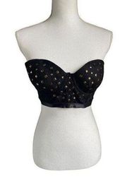 Women’s Y2K Black/ Gold Studded Bralette/Corset/ Bustier /Strapless Size 36C