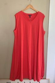 Eileen Fisher Stretch Jersey Knit V-Neck Tank Dress Watermelon Women’s Size 2X