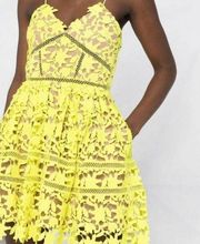 Self-Portrait Yellow Lime Azaelea Mini Dress