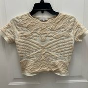 Lucy Paris Cream Textured Knit Crop Top