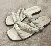 White Slip On Sandals