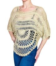 . Retro Tan Crochet Bohemian Sheer Shirt