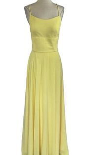 Women's Formal Dress by  Size 14 Yellow Chiffon Backless Long Evening Gown