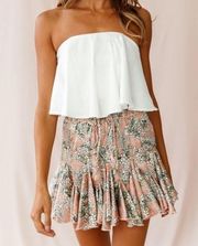 Robyn Flounce Floral Mini Skirt in Mocha