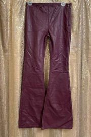 Free People  Penny Pull On Faux Leather Plum Purple Flare Pants Size 26