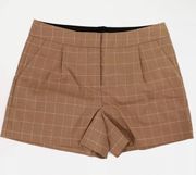 NWT - AX Armani Exchange Pleated Window Pane
Shorts Woman Sz 12 in Deep Tan