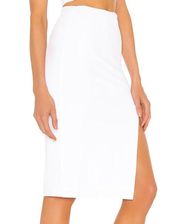 Revolve Superdown Ivory White Midi Slip Skirt SMALL Capsule Wardrobe Slit Catie