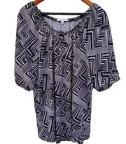 Notations Women’s Chevron Black & White Blouse XL