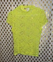 NWT Neon yellow lace blouse top cyber goth size M