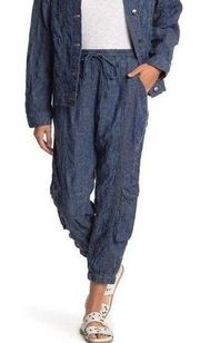 Johnny Was Pace denim pull on embroidered cargo jogger pants size XS