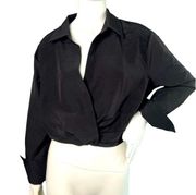 Hyfve Black Pointed Collar Cropped Blouse Size Large